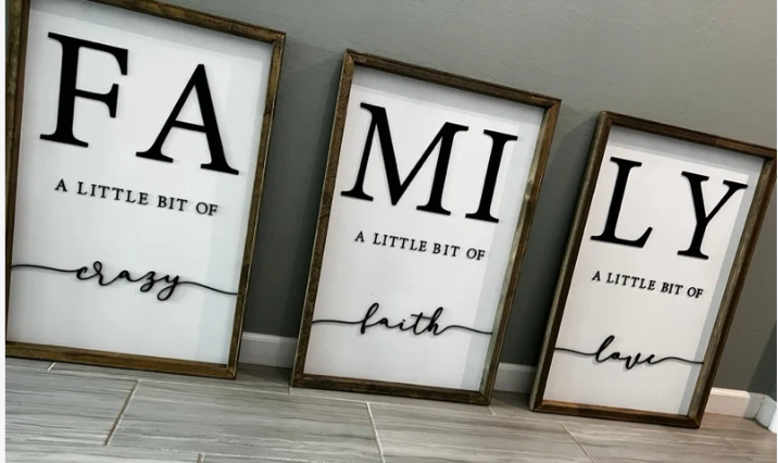 large 3pc Family Sign