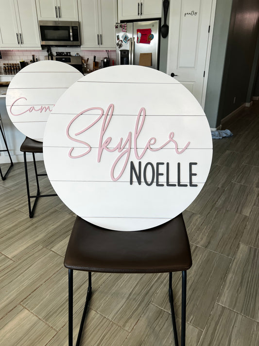 30 inch Name Round with Shiplap