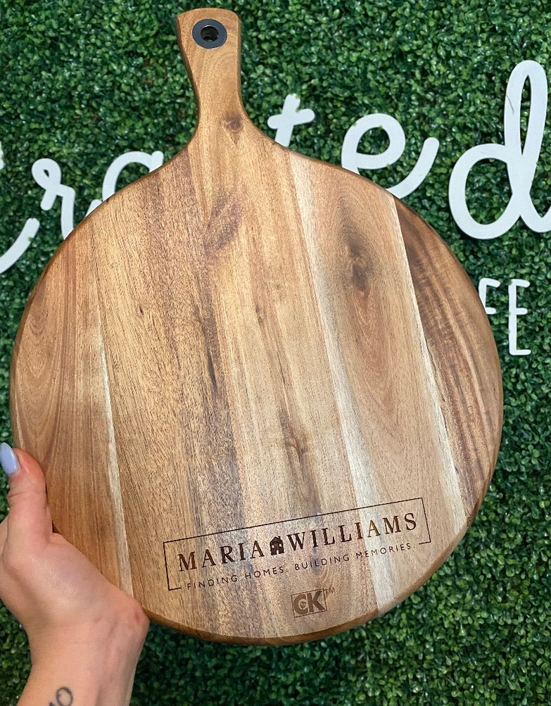 Last Name Round Serving Board